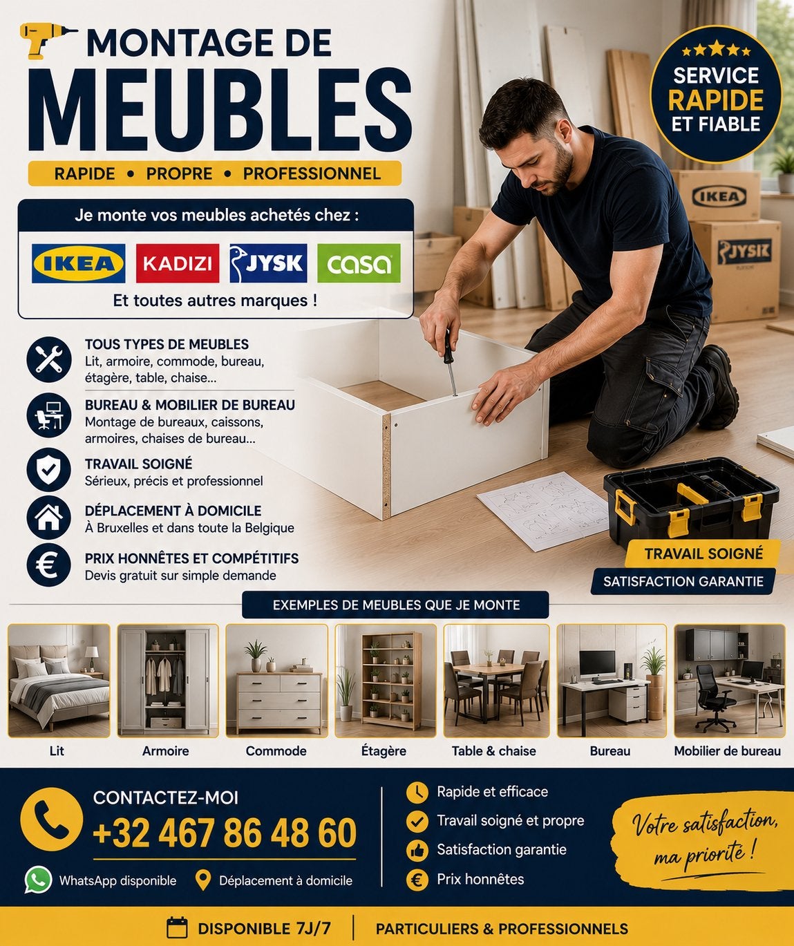 Montage de meubles IKEA, JYSK, CASA, KADIZI, Enlèvement ou Envoi, Comme neuf
