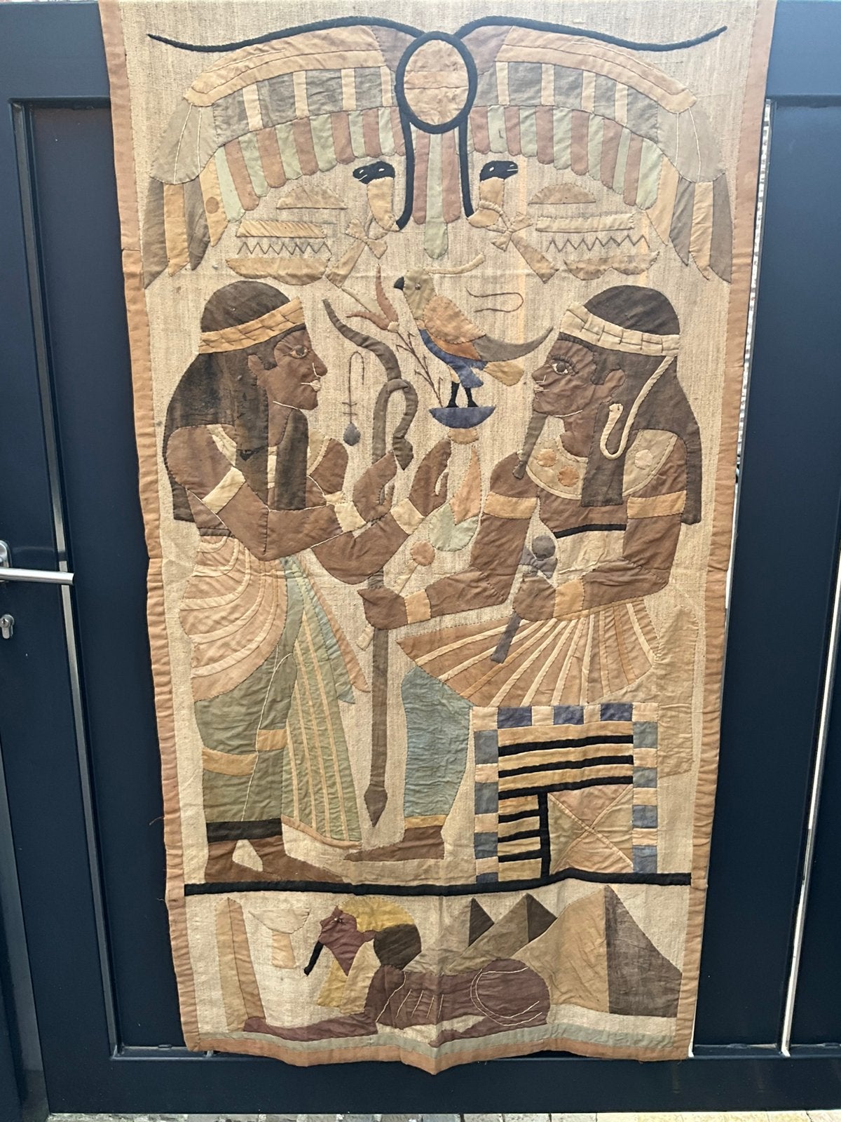 Groot Egyptisch wandkleed / patchwork appliqué (165 x 83 cm), Antiquités & Art, Tapis & Textile, Enlèvement
