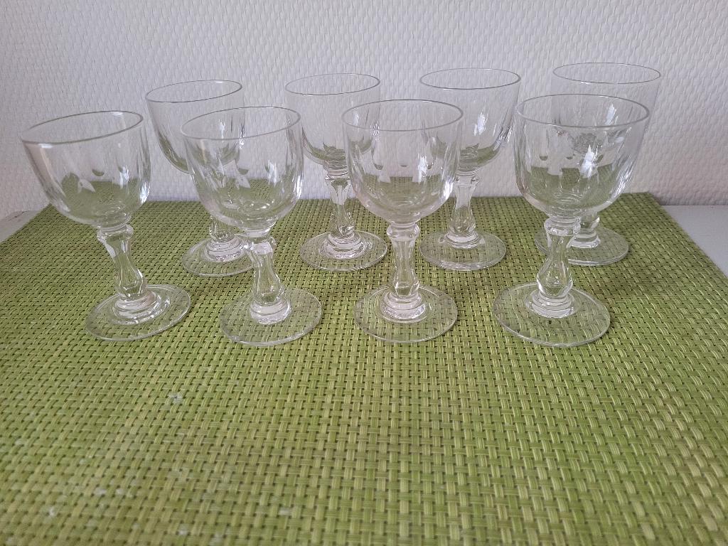 Set  8 antieke Crystal/Portieux likeurglazen mod. Emma 1930, Antiek en Kunst, Ophalen of Verzenden
