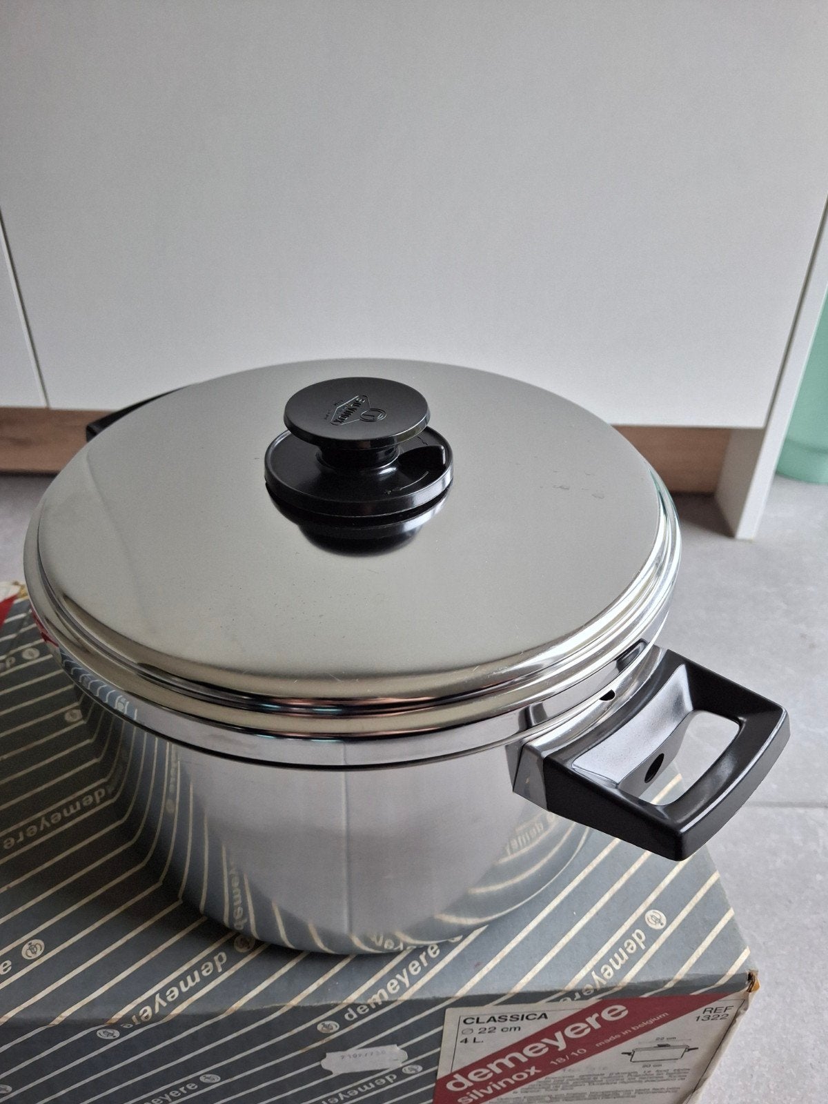 Demeyere Silvinox kookpotset, Huis en Inrichting, Keuken | Potten en Pannen, Ophalen, Demeyere, Gebruikt, Met deksel