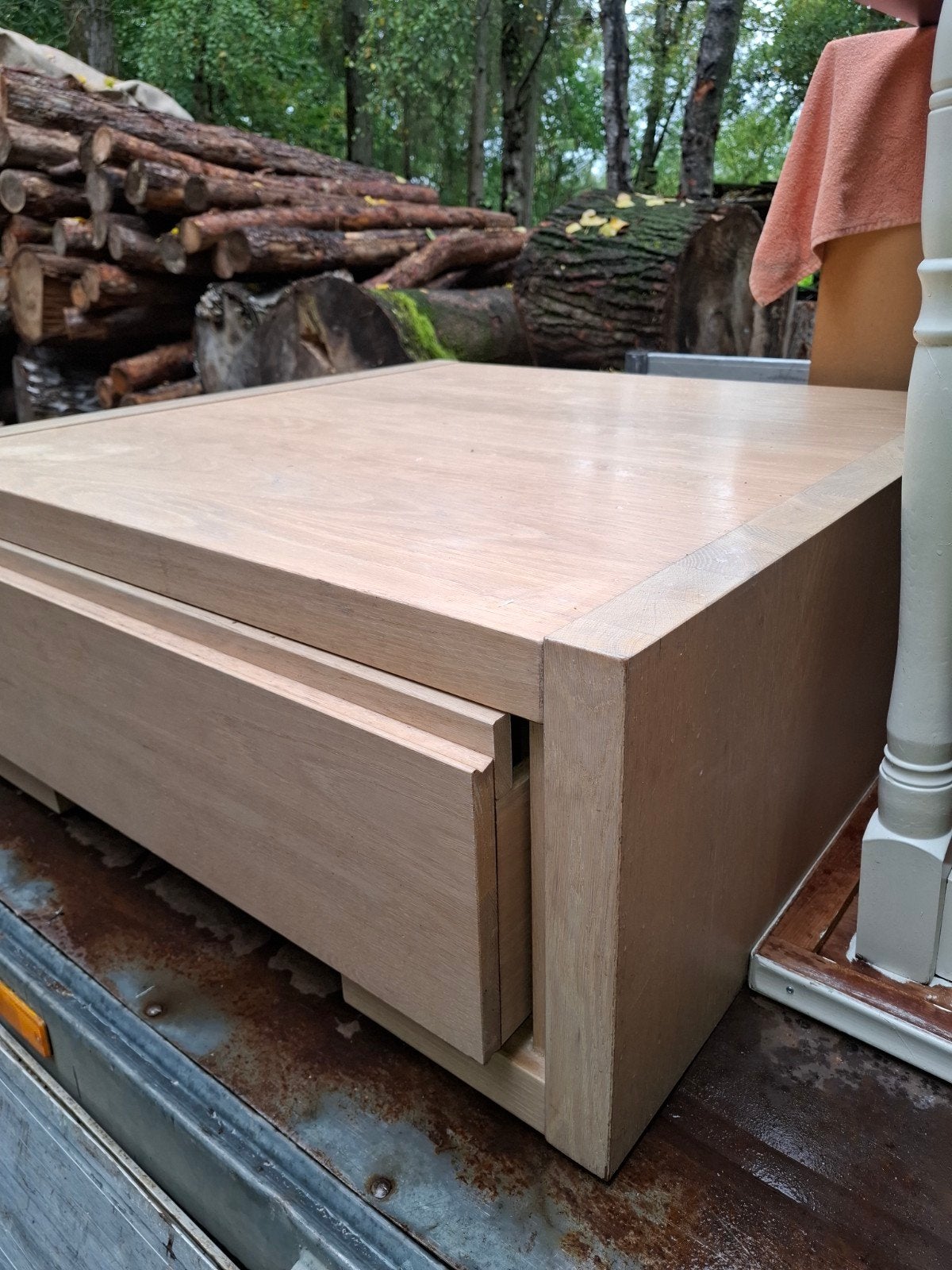 salontafel met grote schuif, Huis en Inrichting, Ophalen, 100 tot 150 cm, Zo goed als nieuw, 75 tot 100 cm