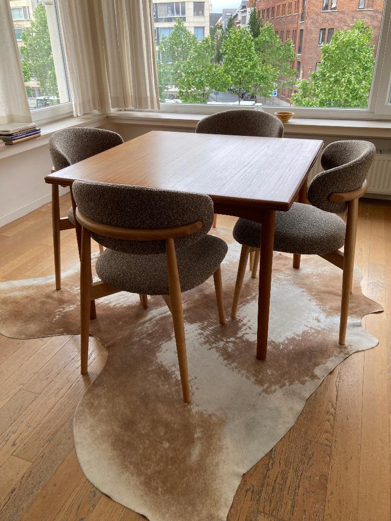 Tafel in teak van NOME en 4 stoelen, Ophalen, Vierkant, Eikenhout, 50 tot 100 cm