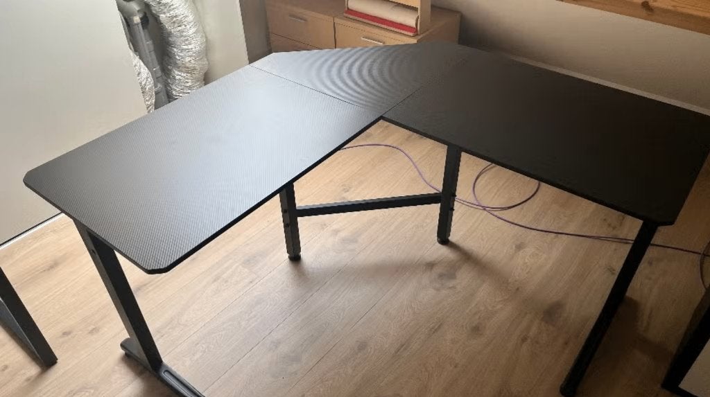 Carbon-look gaming hoekbureau, Ophalen, Zwart, Gebruikt, Hout