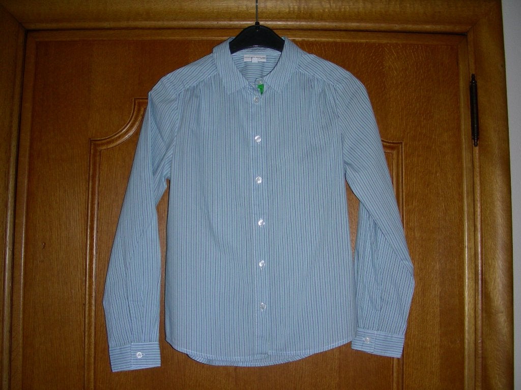 Lichtblauw gestreepte hemdblouse, Hampton Bays, 140, 10 jr, Hampton Bays, Meisje, Overhemd of Blouse, Ophalen of Verzenden