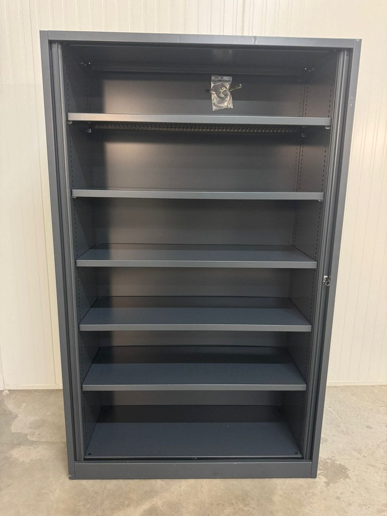 Armoire à portes roulantes Pami 196x120x45cm | Anthracite, 25 à 50 cm, Synthétique, Avec serrure, 100 à 150 cm