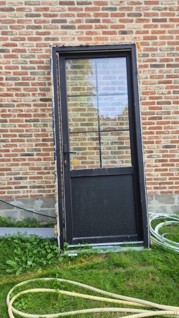 Buiten deur pvc zwart, Gebruikt, Buitendeur, Glas, 200 tot 215 cm