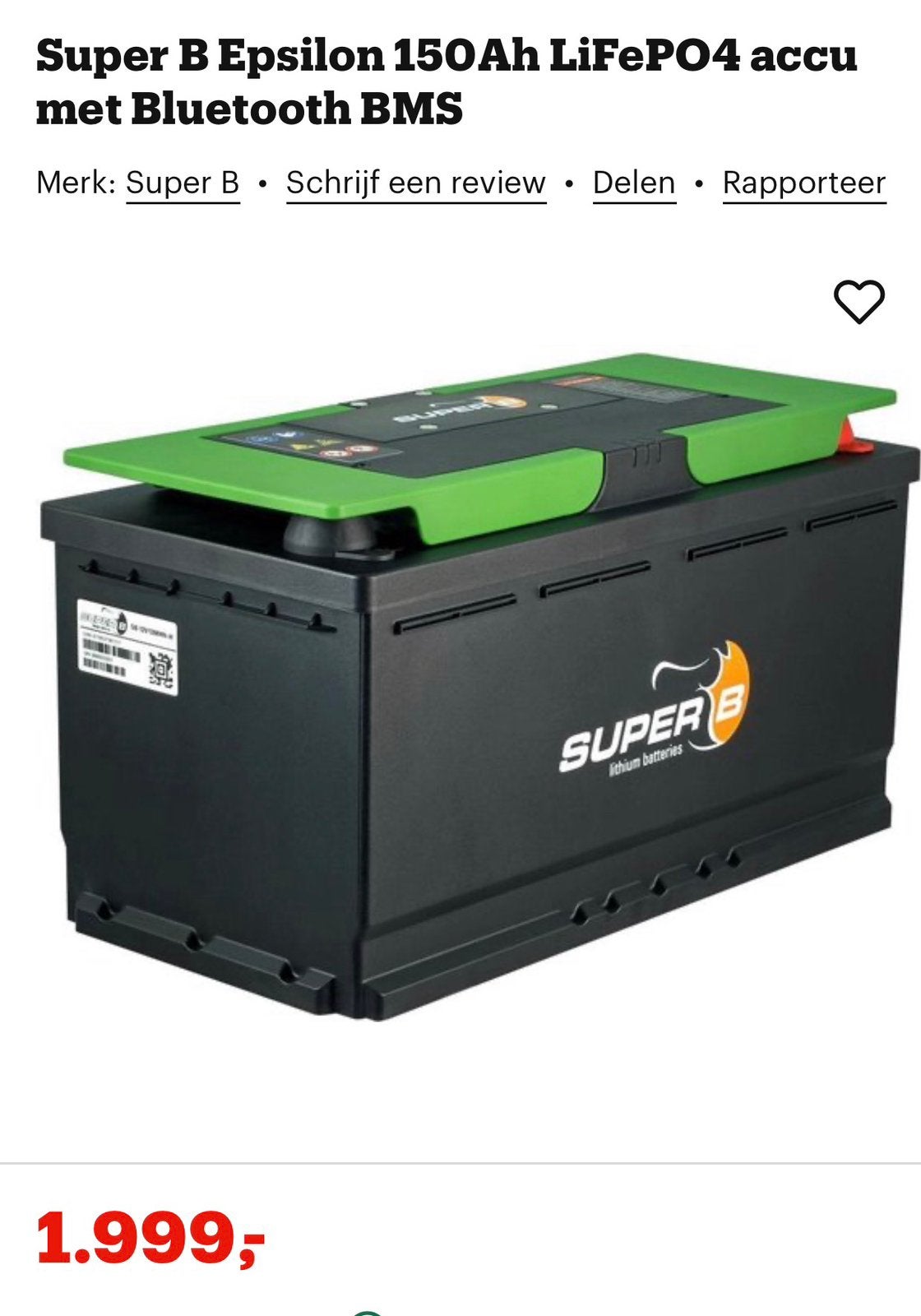 Super B lithium accu, Ophalen, Nieuw