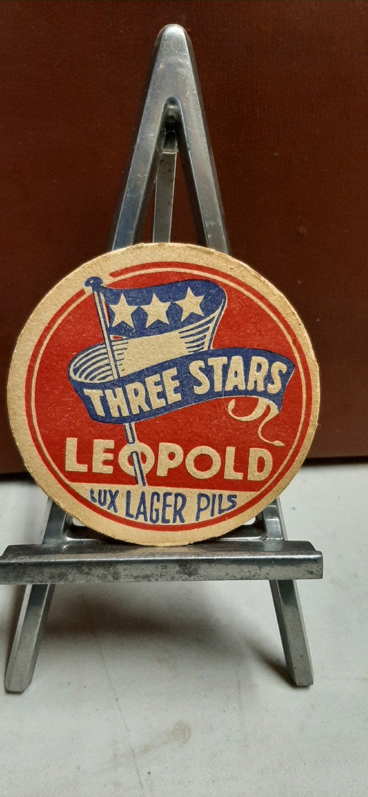 Ancien tapis à bière Three Stars Leopold Elsene Bruxelles, Enlèvement