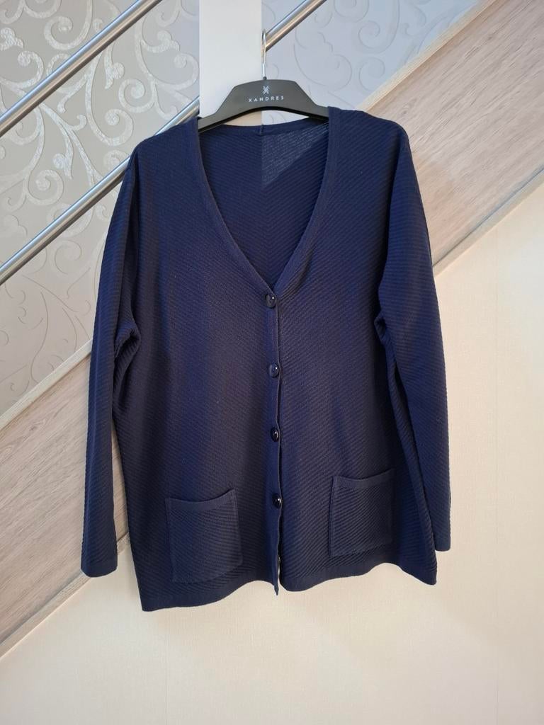 Donkerblauwe gilet,jacquet dames mt 46, Enlèvement ou Envoi