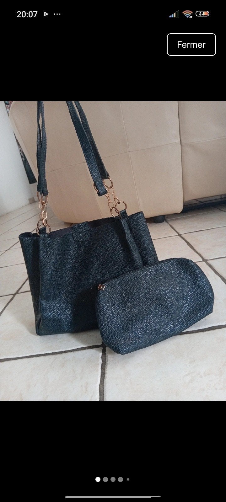 Lot sac et pochette, Enlèvement, Noir, Cuir