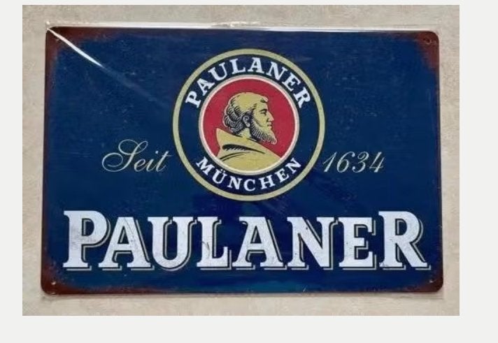 Vintage metalen bordje Paulaner (30x20cm), Ophalen of Verzenden, Nieuw