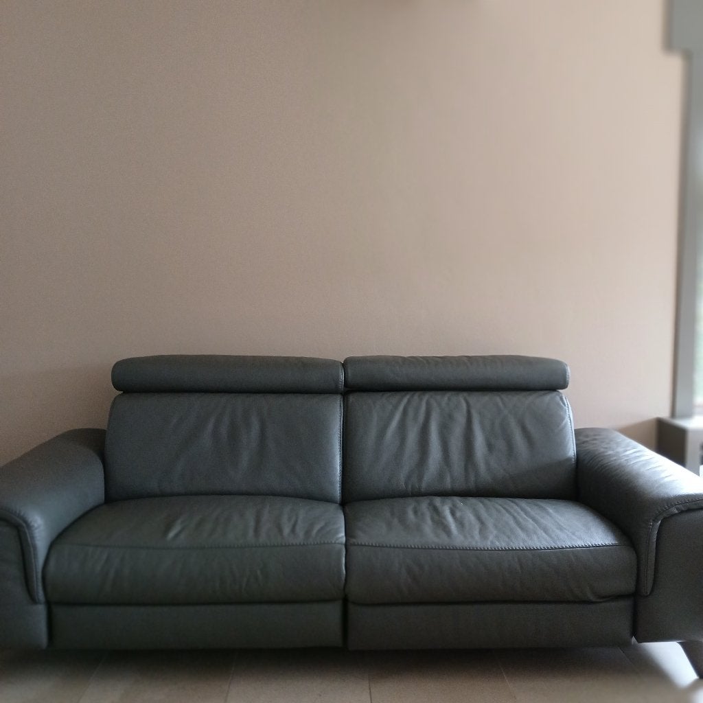 2 taupe lederen zetels te koop – enkel samen, Ophalen, 100 tot 125 cm, Leer, Zo goed als nieuw