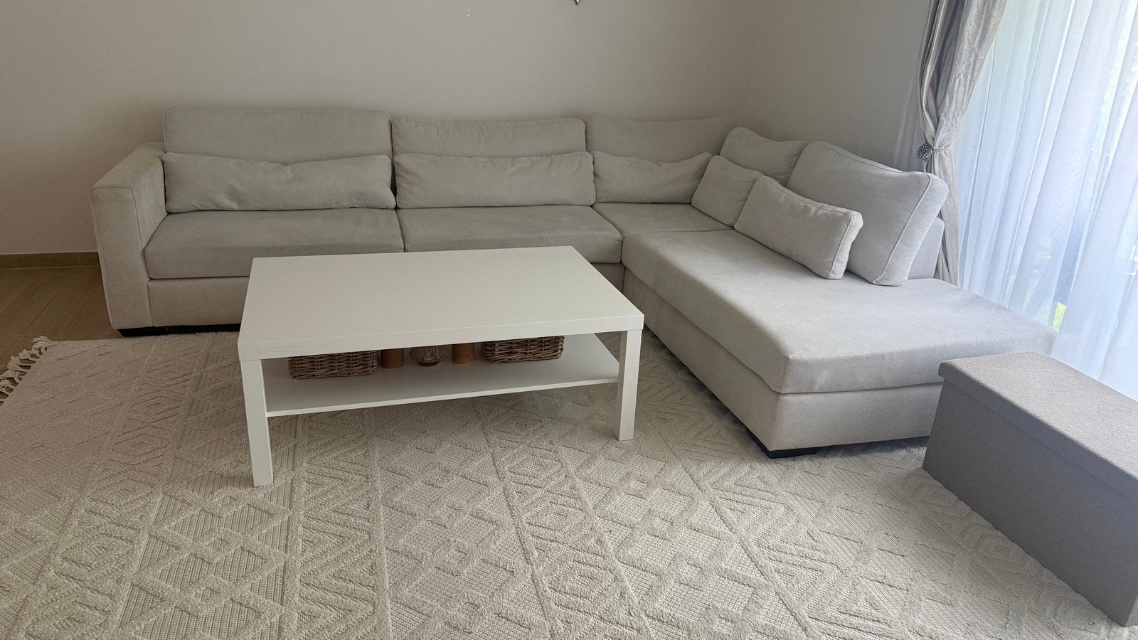 Canapé d’angle déhoussable avec tapis, Enlèvement, Comme neuf