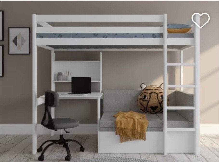 Hoogslaper met bureau en zetel(bed) onderaan., 90 cm, Une personne, Enlèvement, Utilisé