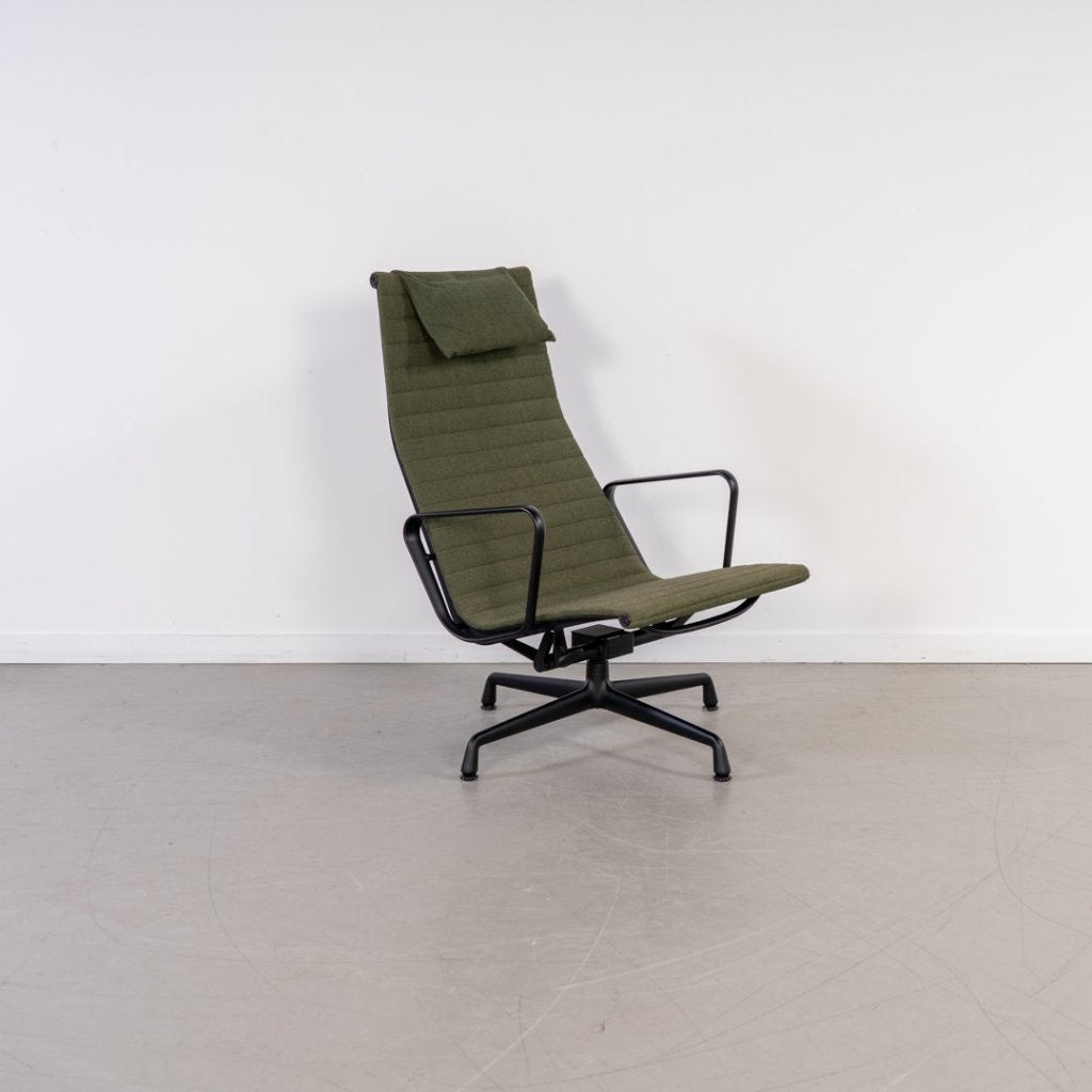 Vitra Eames EA 124 Fauteuil Groen Hopsak - Zwart, Niet ingevuld, Niet ingevuld, Niet ingevuld