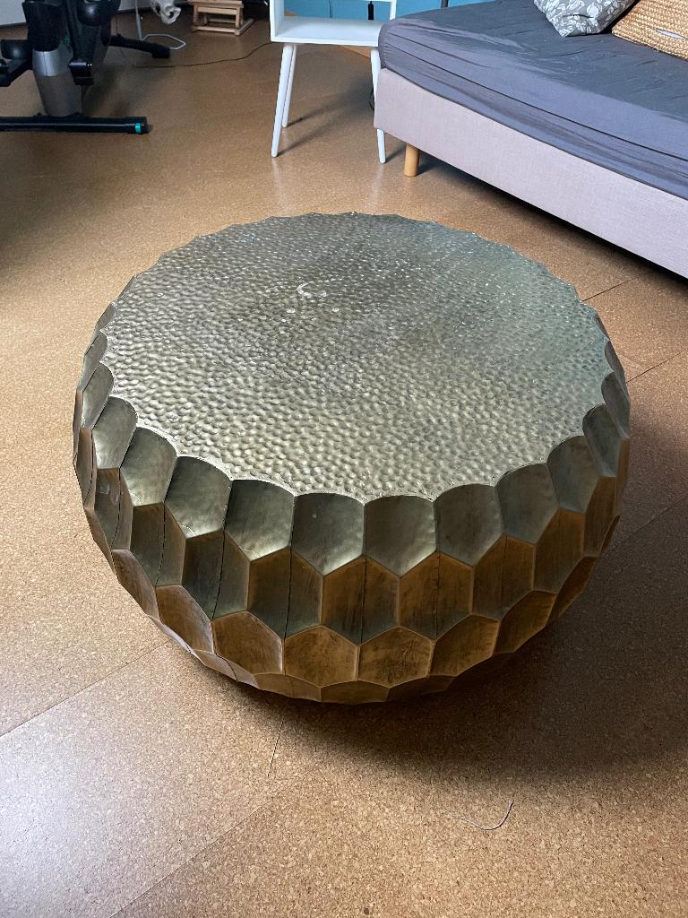 Goud metalen salontafel, Enlèvement, Utilisé, Rond, Métal