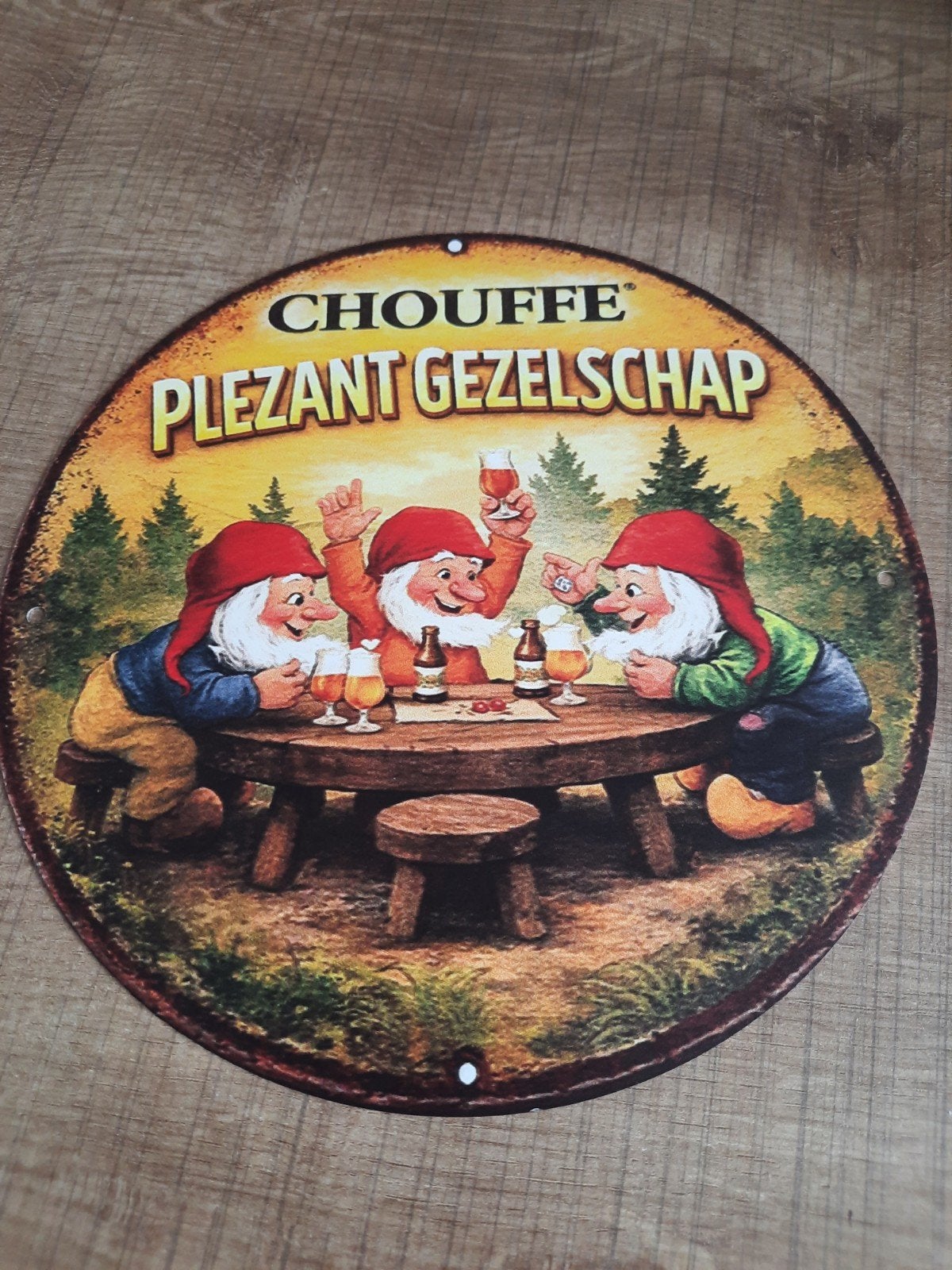 Blikken reclamebord la chouffe, Ophalen, Reclamebord