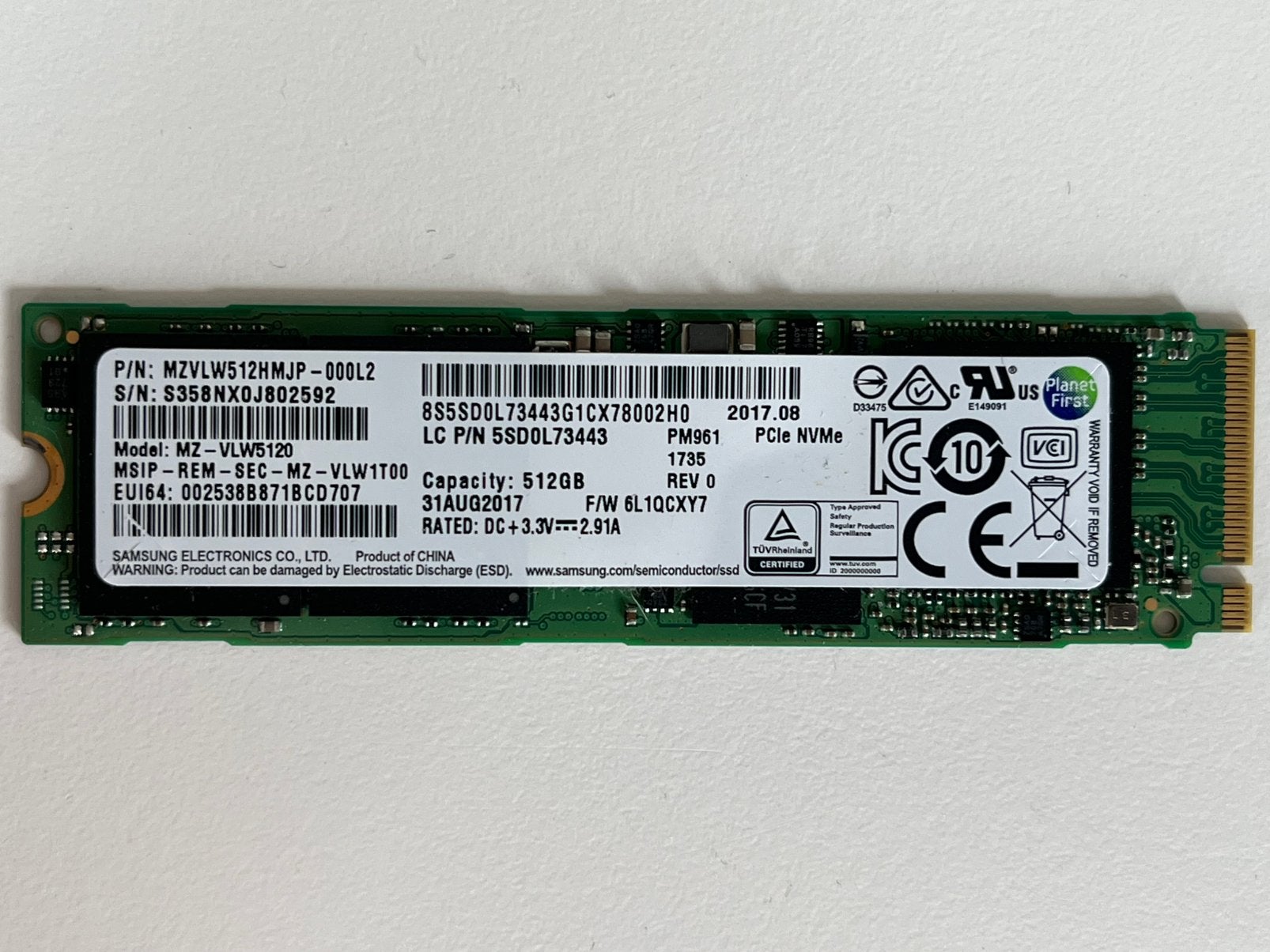 NVMe PCIe SSD 512Gb, Computers en Software, Harde schijven, Ophalen of Verzenden, Zo goed als nieuw, SSD