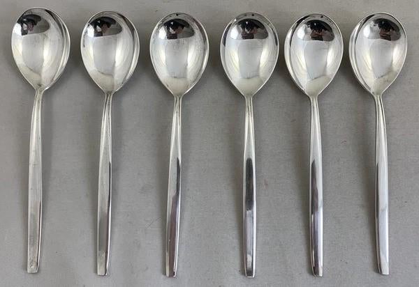 Ensemble de 6 cuillères à dessert en métal argenté Sola Plee, Envoi, Comme neuf, Argent, Ensemble de couverts
