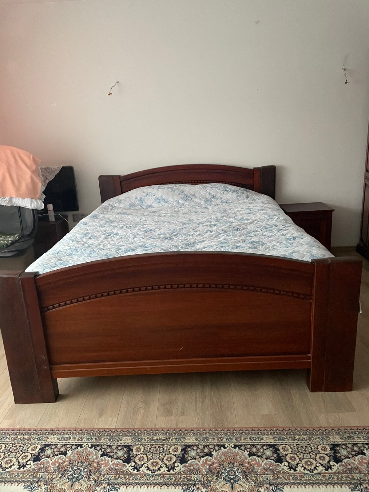 Tweepersoonsbed zonder matras met nachtkastjes, Huis en Inrichting, Slaapkamer | Complete slaapkamers, Ophalen, Gebruikt, Tweepersoons