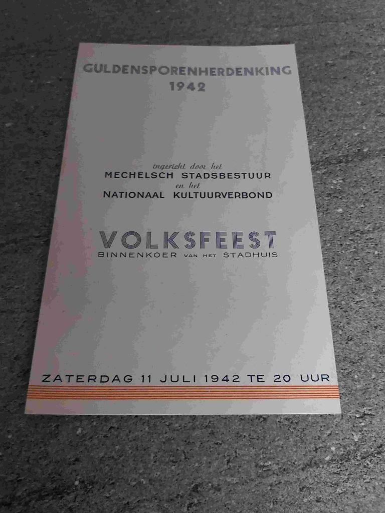 Guldensporenslag 1302 Mechelen VNV Oorlog Duitsland 1942, Verzenden, Overige typen