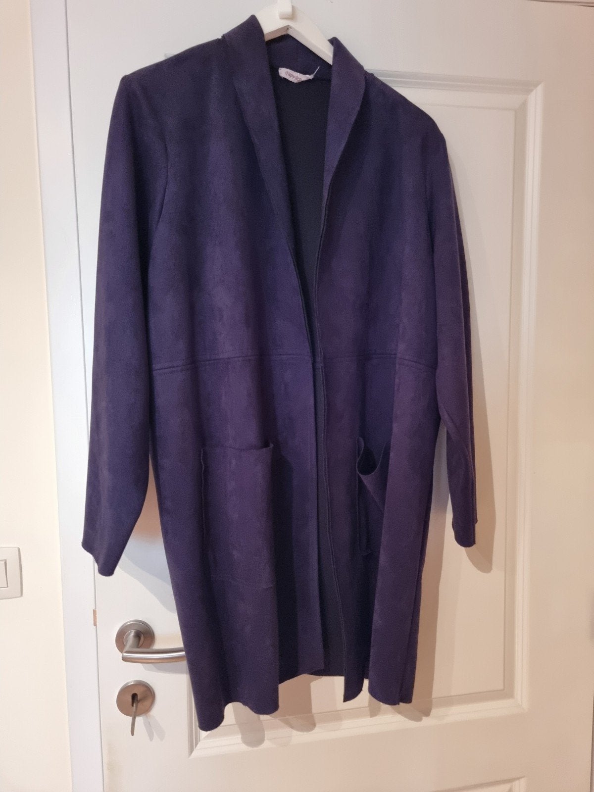 Paprika lange suède‑look jas – donkerblauw – T3 / 5XL, Kleding | Dames, Grote Maten, Blauw, Ophalen of Verzenden, Paprika, Jas of Mantel