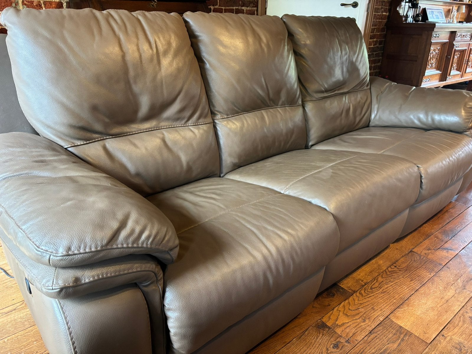 Canapé en cuir (3 places avec fonction Relax + 2 places), Maison & Meubles, Enlèvement, Utilisé, Autres dimensions, Banc droit