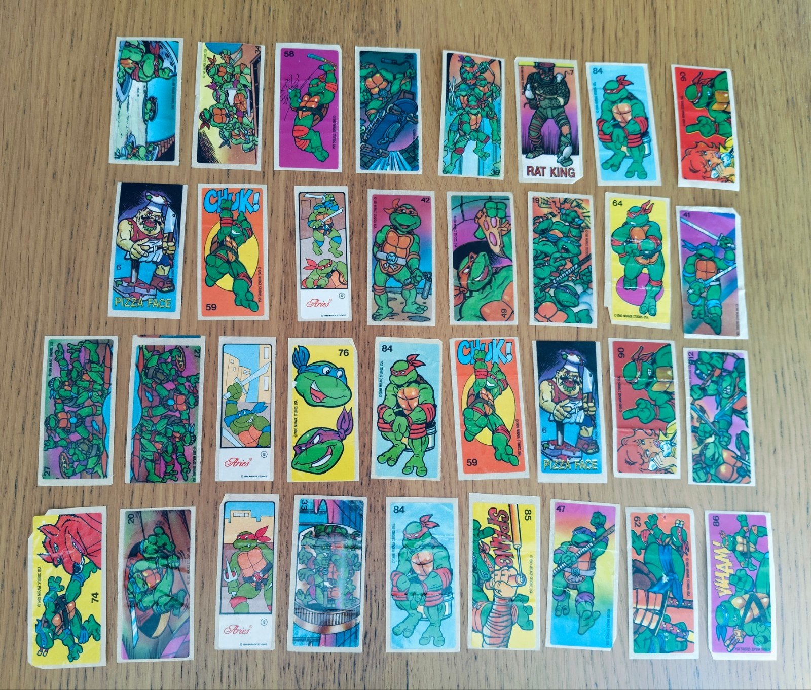 34 oude retro stickers bubble gum de turtels 1989, Ophalen of Verzenden