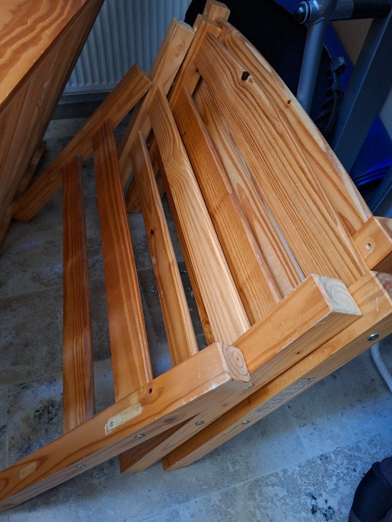 Stapelbed hout, Huis en Inrichting, Slaapkamer | Stapelbedden en Hoogslapers, Ophalen, Gebruikt, Stapelbed