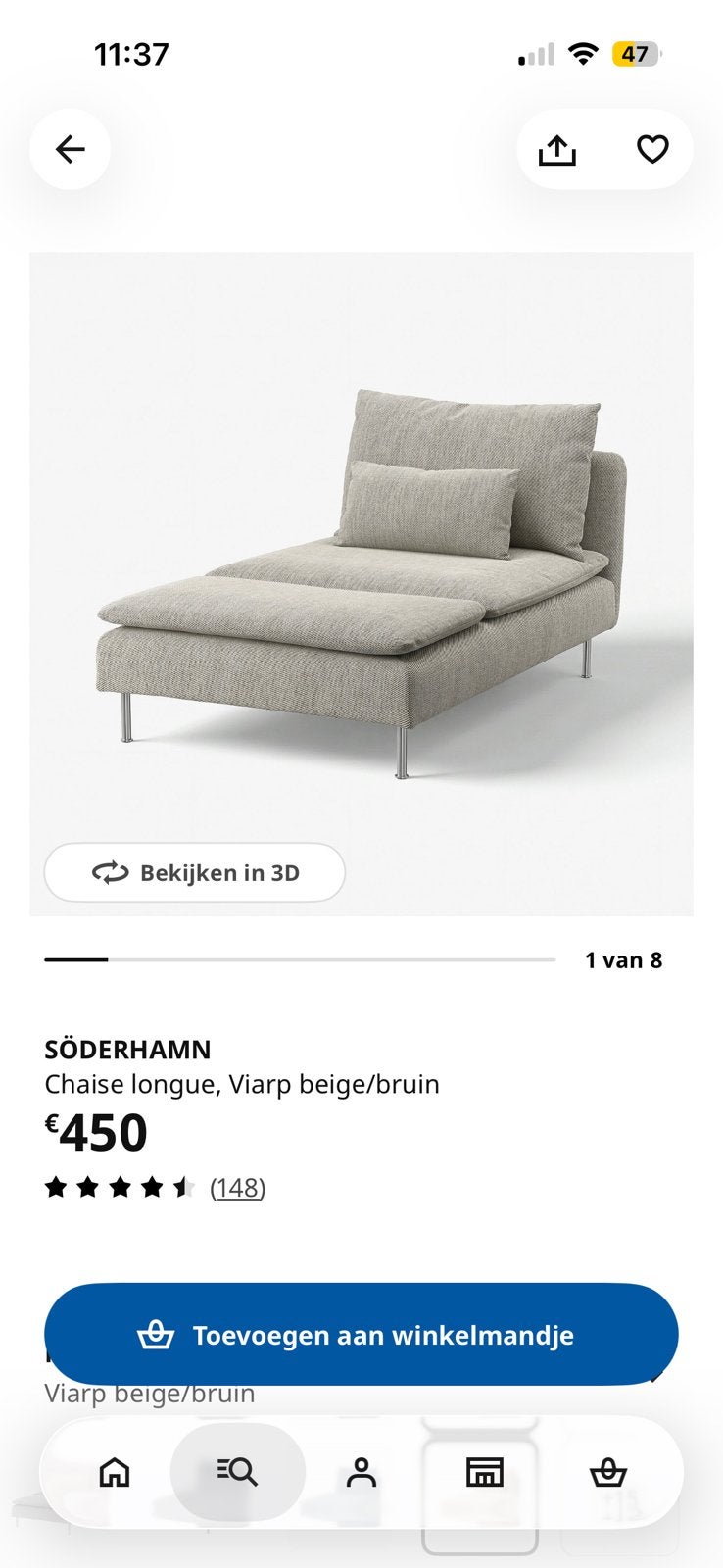Zetel ikea, Ophalen, Gebruikt