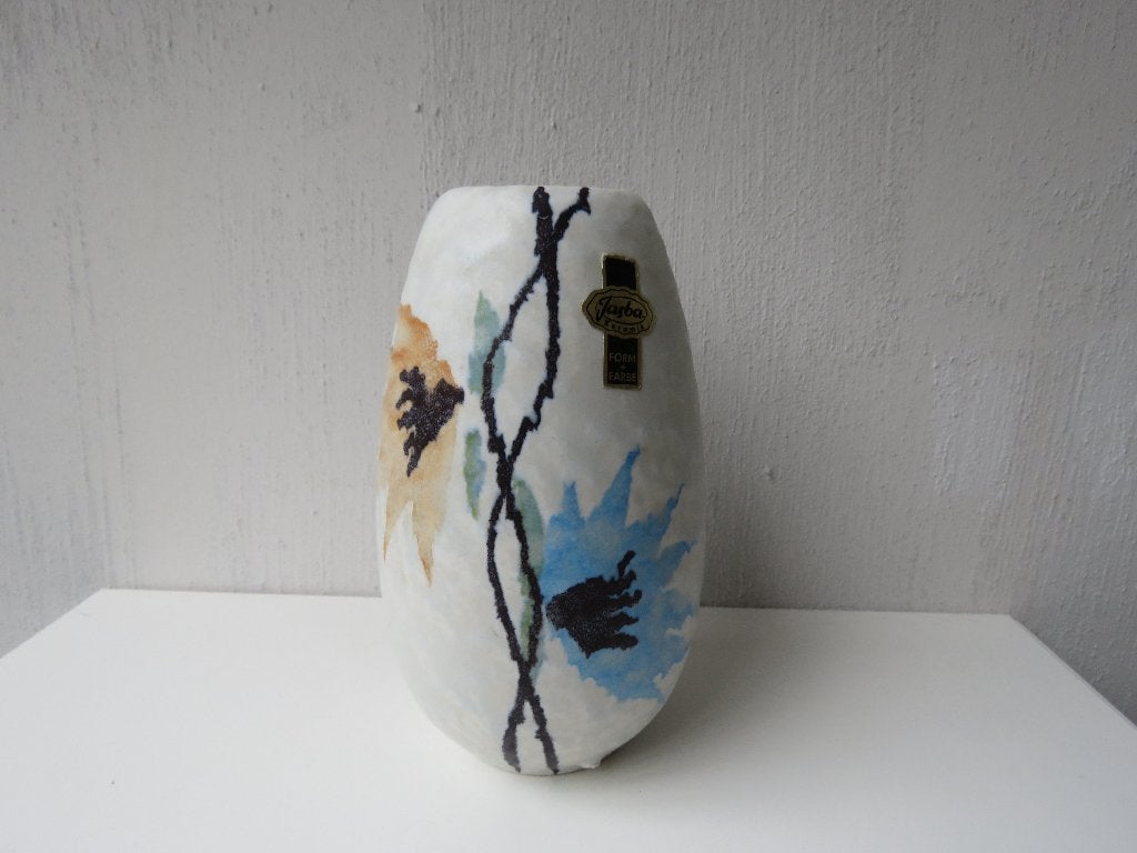 Vintage vaas keramiek Jasba abstracte bloemen 1950s, Antiek en Kunst, Ophalen of Verzenden