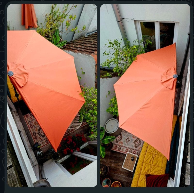 parasol, oranje, professioneel, spanwijdte 3m, Tuin en Terras, Ophalen, Zo goed als nieuw, Waterdicht, Stokparasol