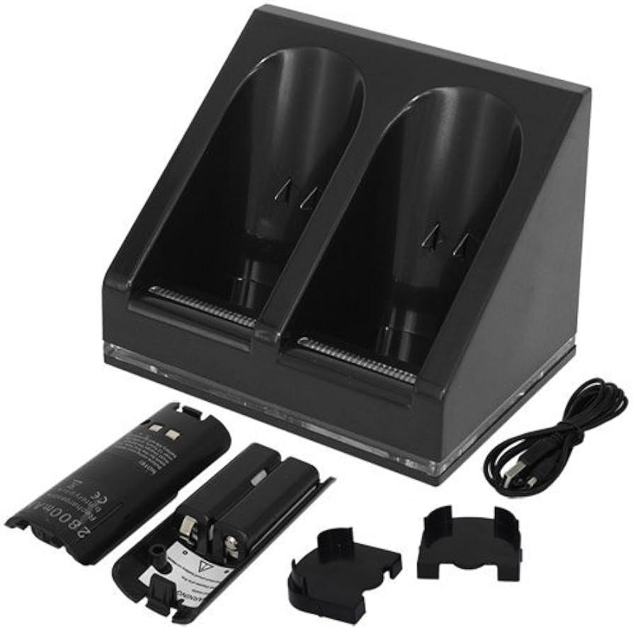 Station de recharge Nintendo Wii + 2 batteries noire - NEUVE, Enlèvement ou Envoi, Neuf, Wii, Chargeur ou Câble