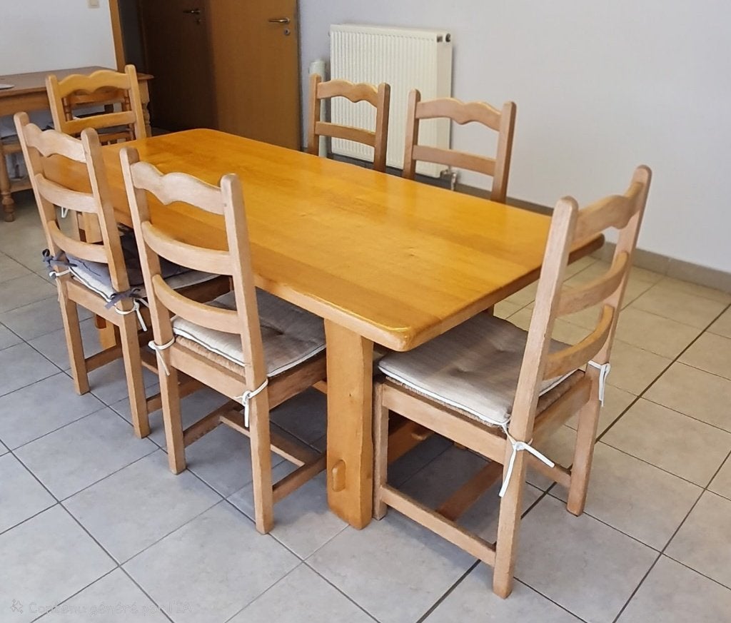 Table & chaises / Tafel & stoelen, Huis en Inrichting, Ophalen, Gebruikt, Eikenhout, 200 cm of meer