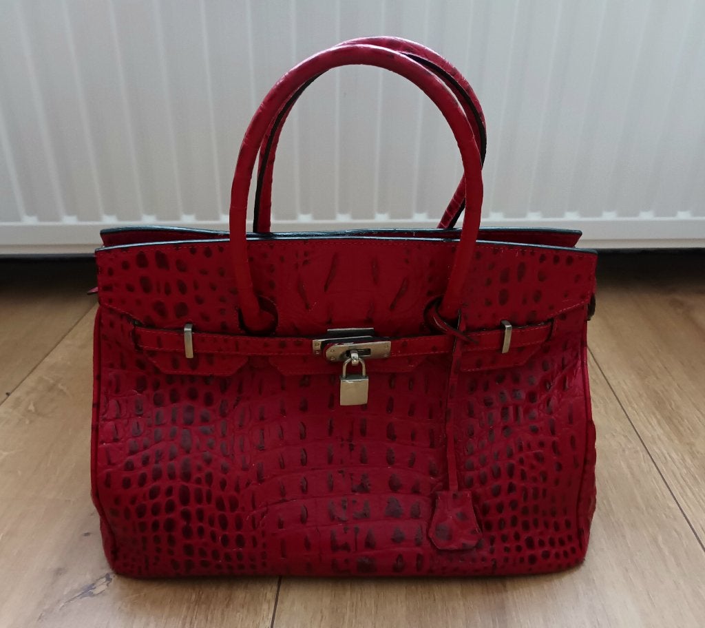 Leren handtas - Maxima - rood, Verzenden, Rood, Handtas