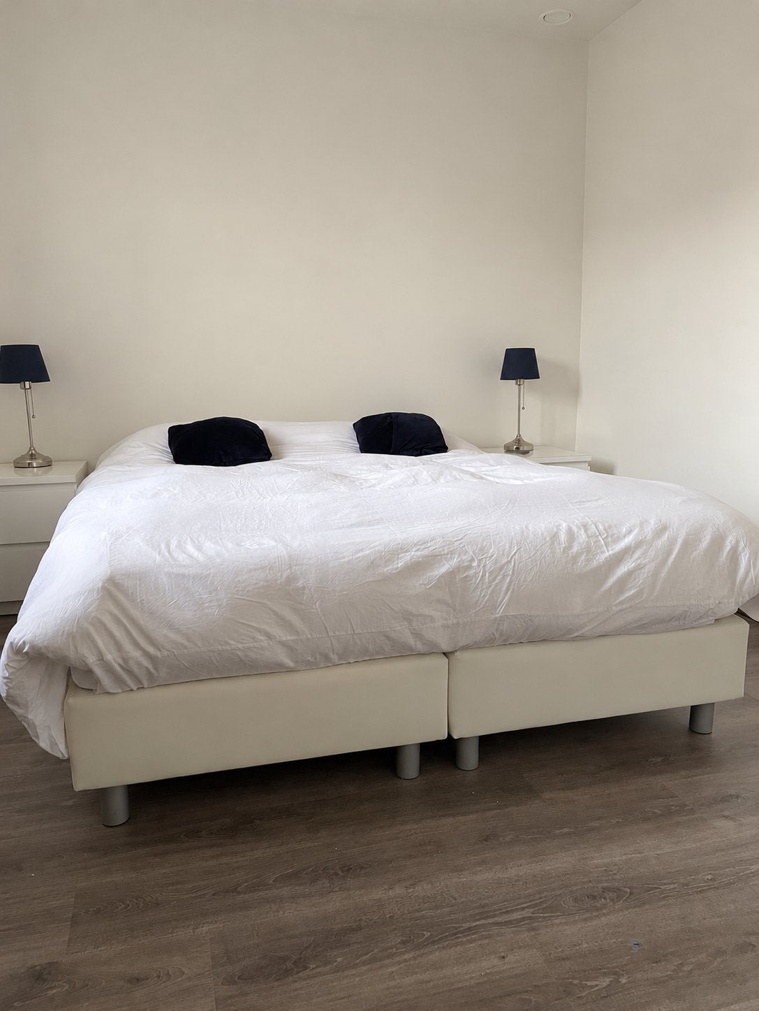 Boxspring 160x200, Huis en Inrichting, Ophalen, Gebruikt, Wit, Tweepersoons