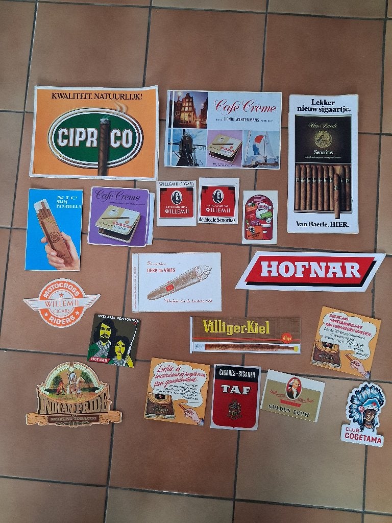 Oude stickers sigarenmerken, Verzamelen, Ophalen of Verzenden