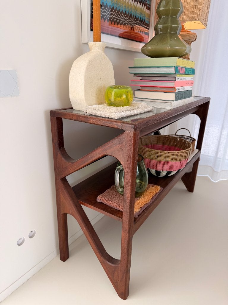 Side table acacia hout, Maison & Meubles, Tables | Dessertes, 100 à 150 cm, 25 à 50 cm, Comme neuf, Enlèvement