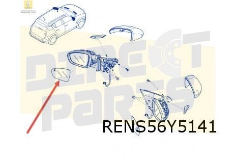 Renault R4 EV (6/25-) spiegelglas a-sferisch Links verwarmd, Autos : Pièces & Accessoires, Neuf, -, Renault, -