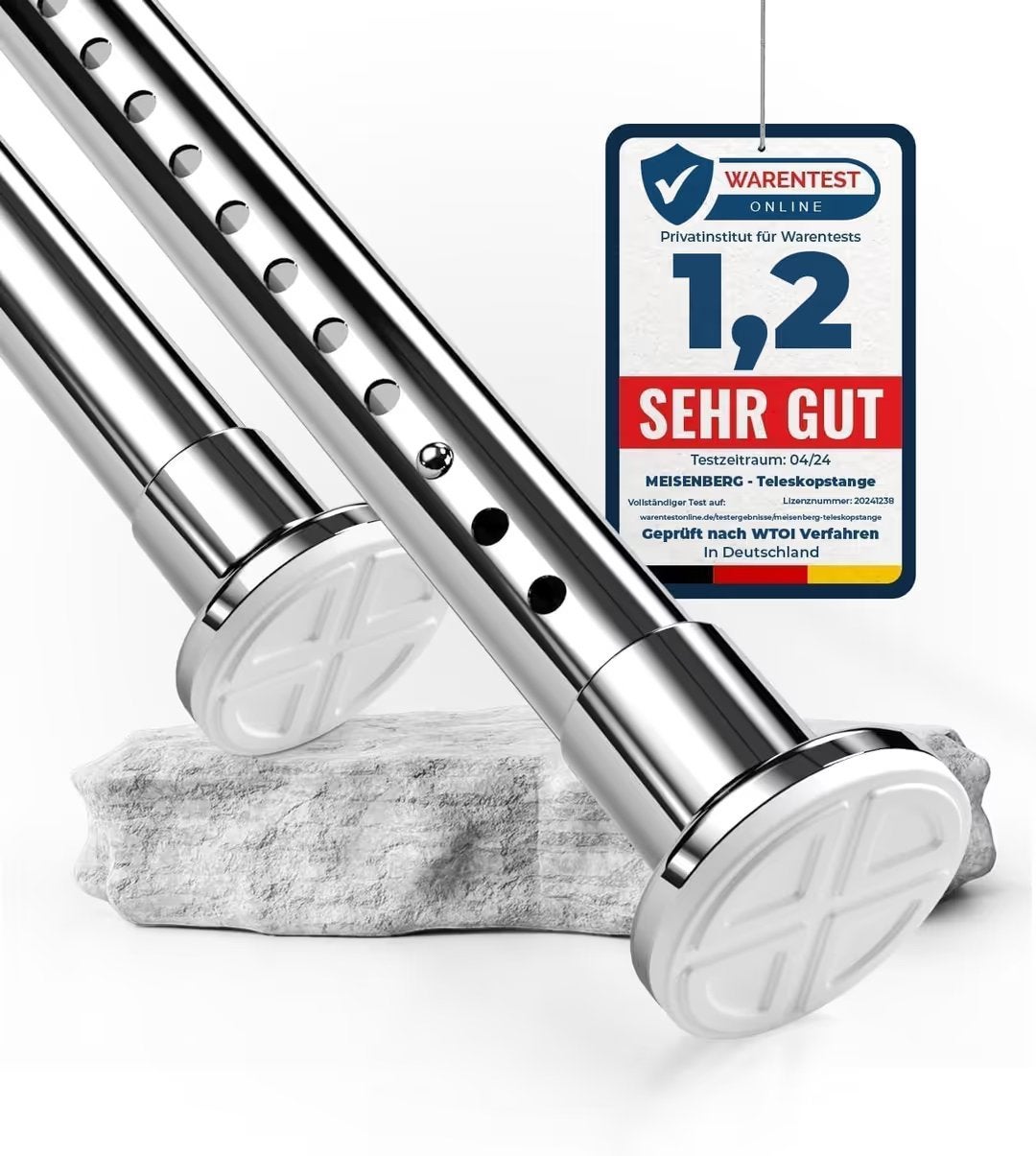 MEISENBERG RVS Gordijnroede zonder boren 360-410cm Ø32mm, Overige merken, Metaal, Nieuw, Ophalen of Verzenden