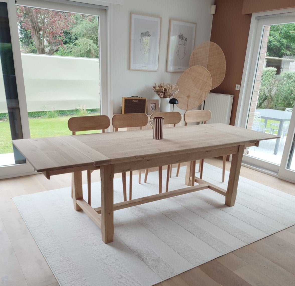 Table de ferme 2m60 chêne massif avec rallonges, Maison & Meubles, Comme neuf, Enlèvement, 50 à 100 cm, Chêne