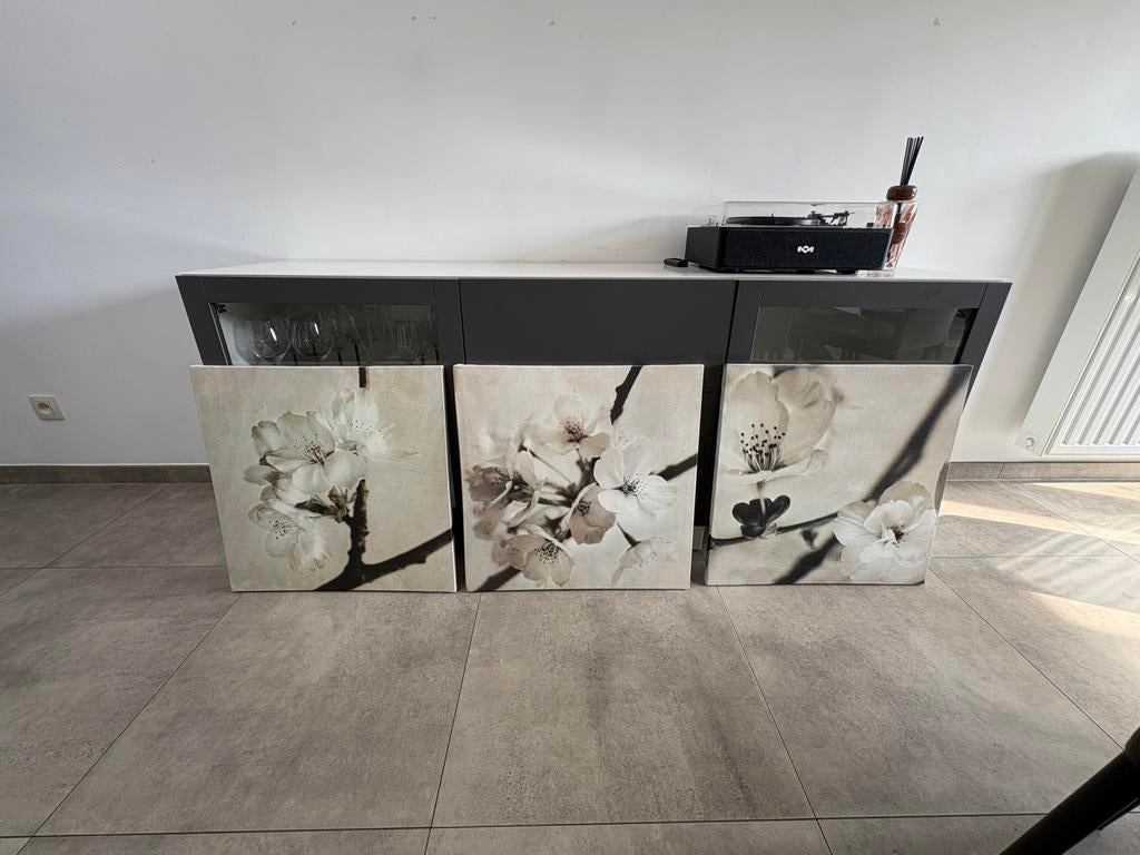 Tableaux en 3 parties motif floral, Enlèvement, Comme neuf