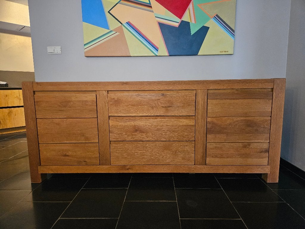 Eiken dressoir in mooie staat., Ophalen, Eikenhout, Met lade(s), 200 cm of meer