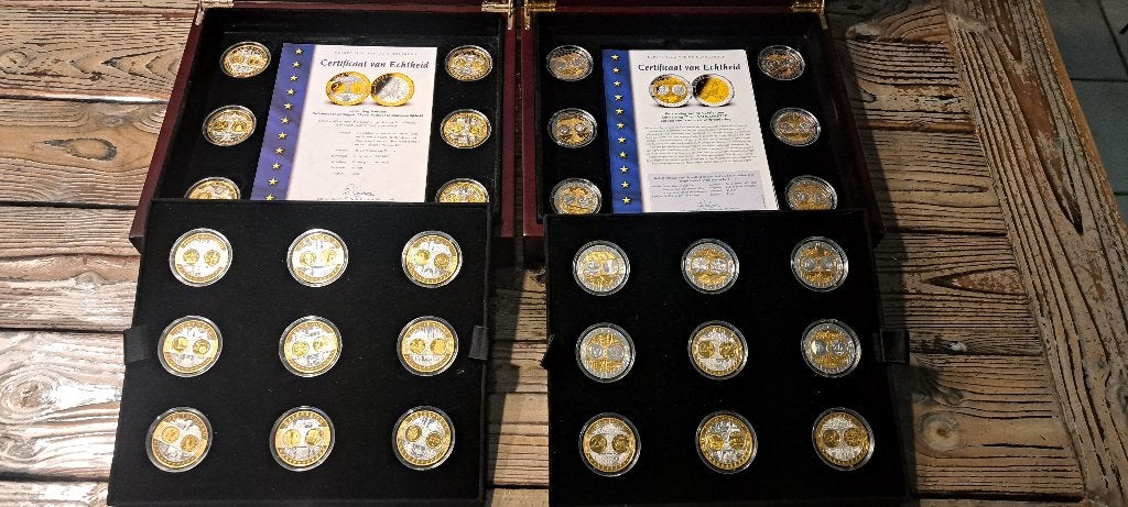 Munten collectie in puur zilver (999) met 24 karaat goud, Timbres & Monnaies, Autres pays, Or, Enlèvement, Autres valeurs