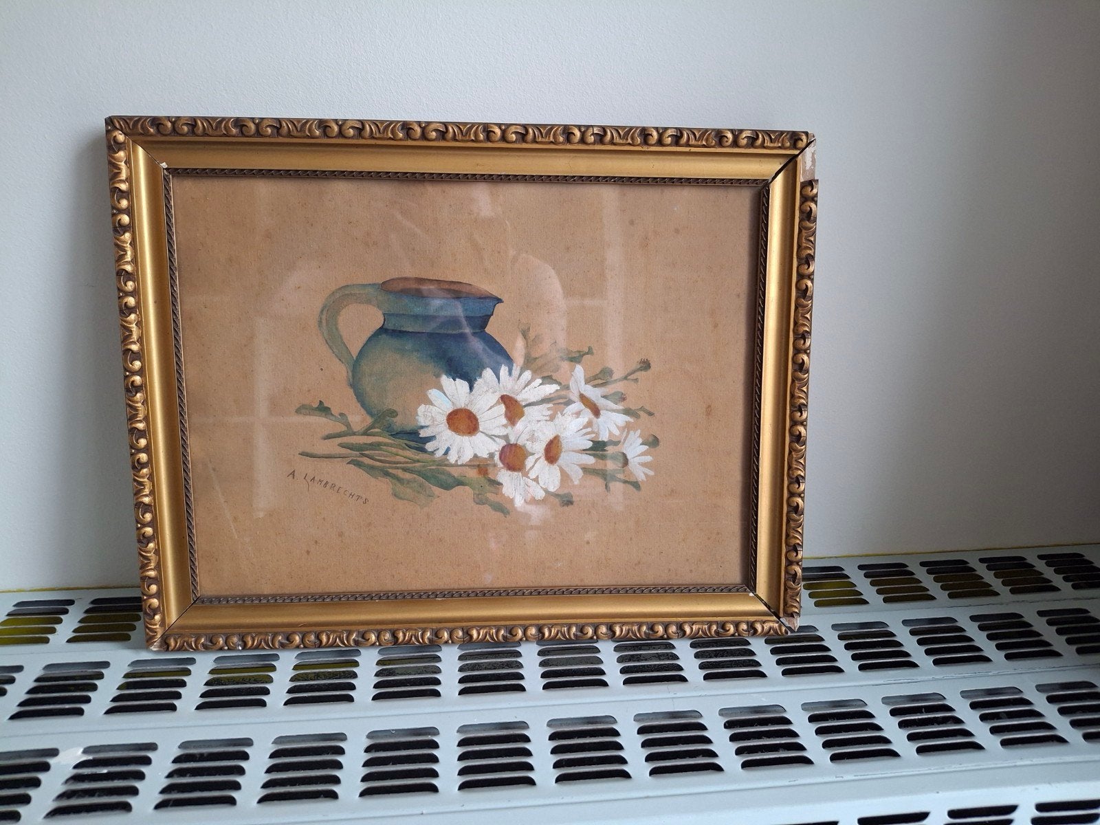 aquarel stilleven madeliefjes, Ophalen, 1950 - 1999, Overige technieken, Flora en Fauna