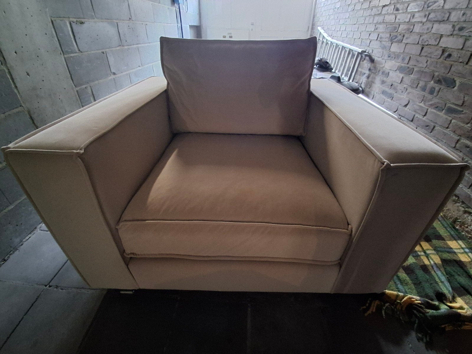 velours beige zetel, Ophalen, Nieuw