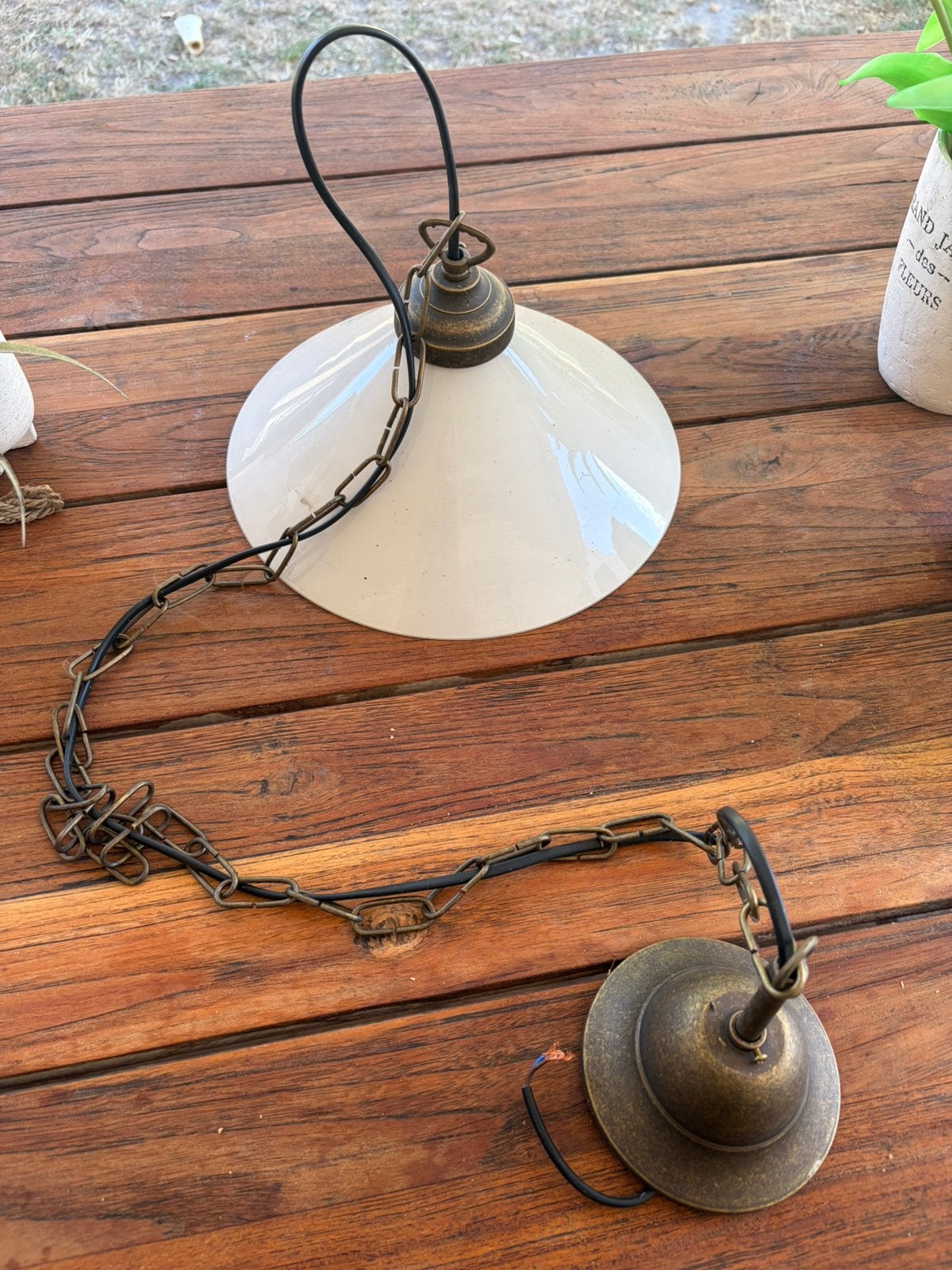 Hanglamp, Huis en Inrichting, Lampen | Wandlampen, Ophalen, E27 (groot), Wit, Glas