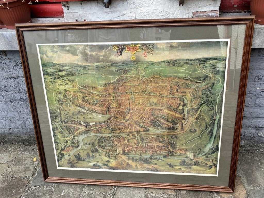 schilderij print Stad Gent 1534, Antiek en Kunst, Ophalen