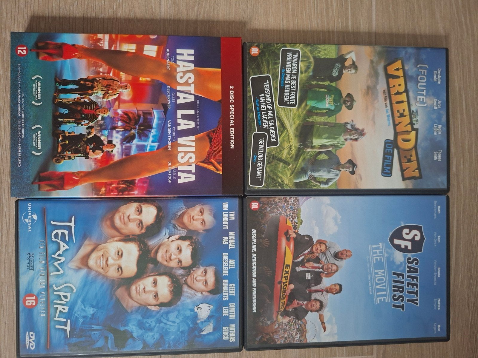 Pakket van 4 Vlaamse topfilms (o.a. Safety First & Hasta la, Cd's en Dvd's, Ophalen