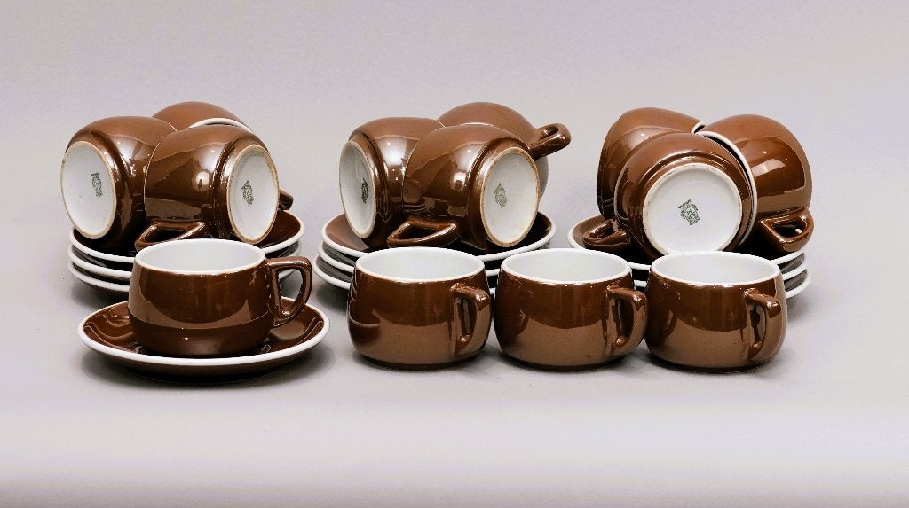10 tasses et soucoupes Walküre, début des années 70, Enlèvement ou Envoi, Vintage, Comme neuf, Porcelaine